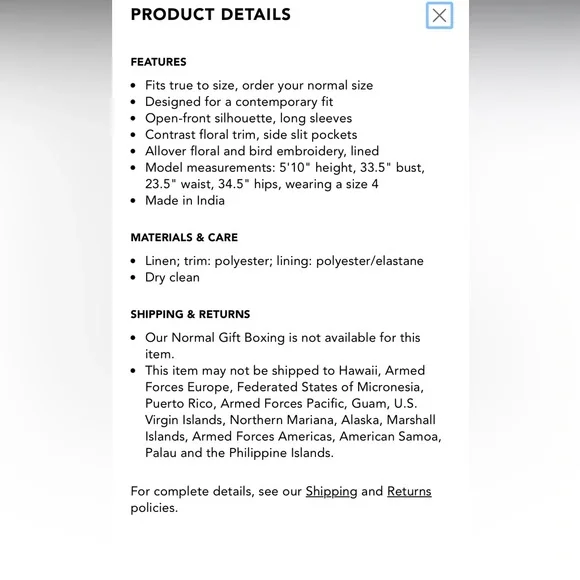 Alice + Olivia linen embroidered blazer size 4 - Picture 7 of 12